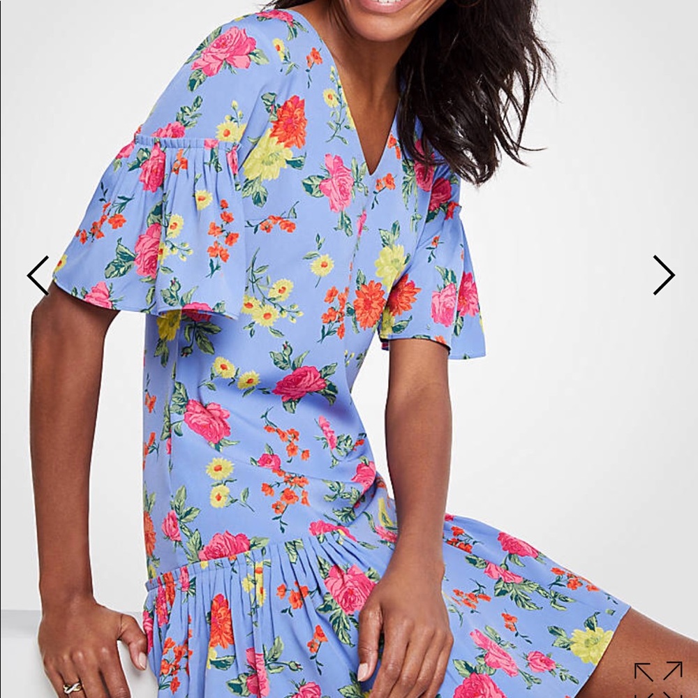 Ann Taylor floral flounce shift dress